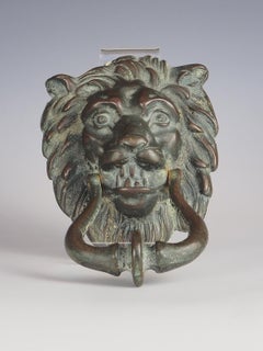 Genuine Antique Solid Brass Lion Door Knocker