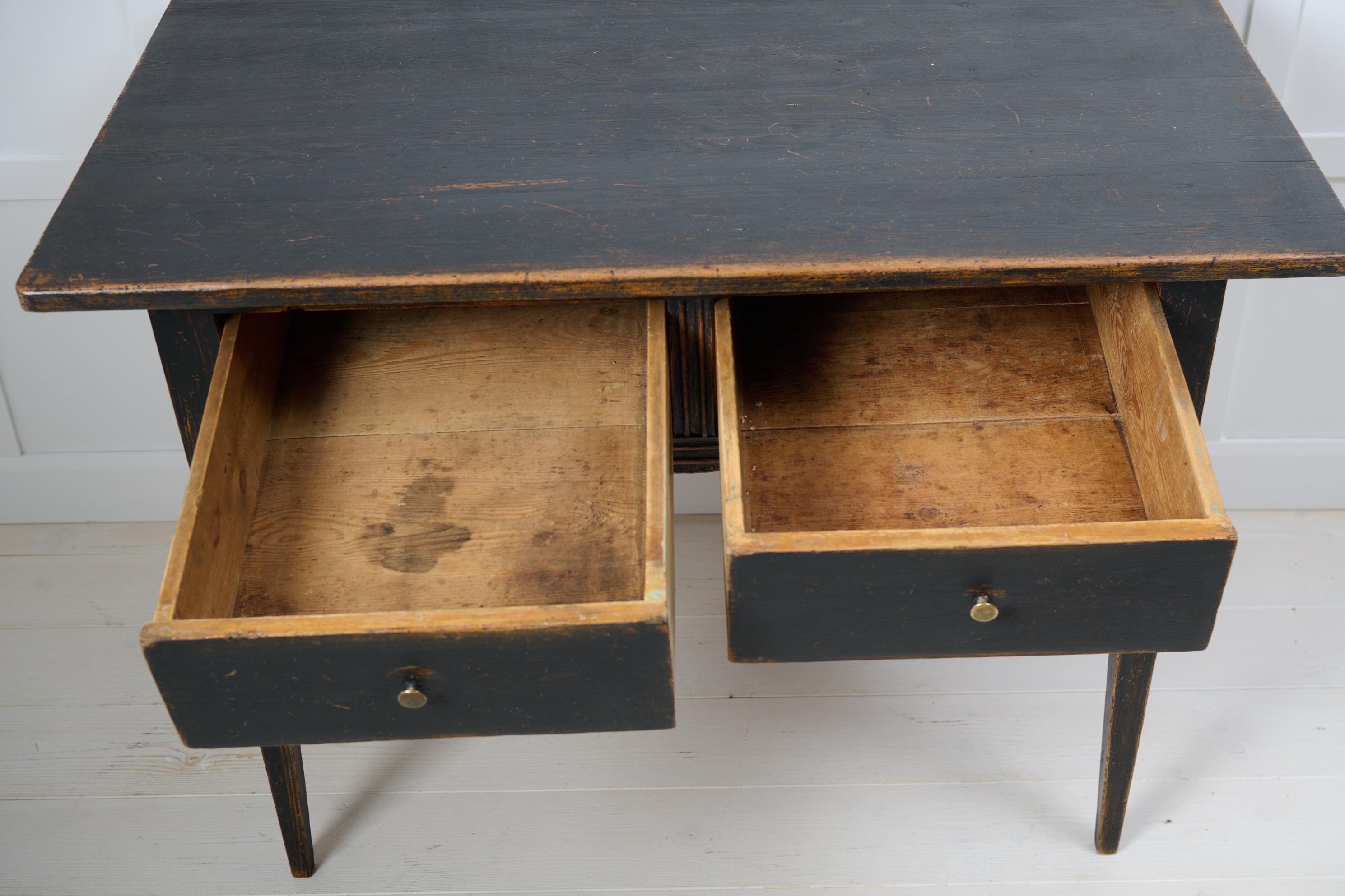 Genuine Antique Swedish Black Country Gustavian Style Table with Drawers For Sale 4