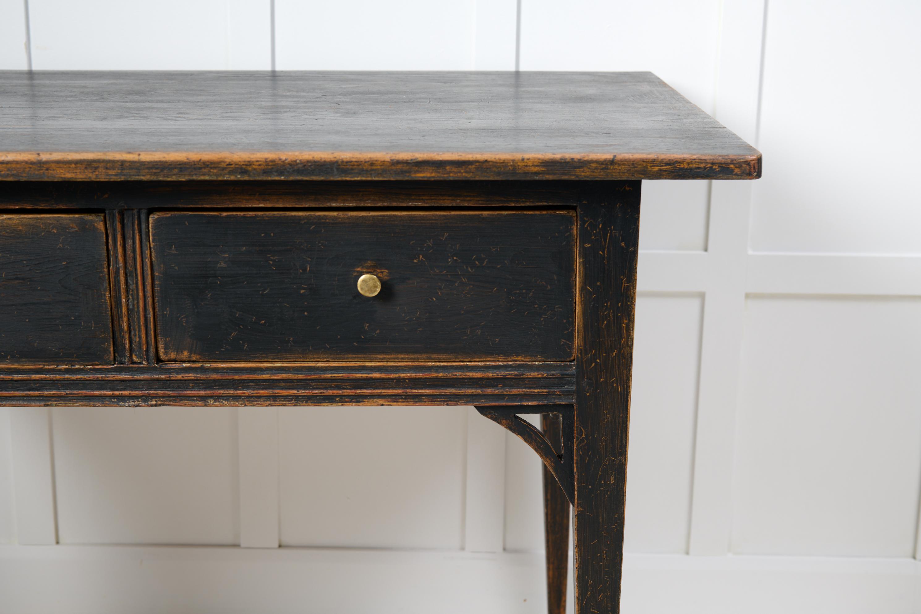 Genuine Antique Swedish Black Country Gustavian Style Table with Drawers For Sale 5