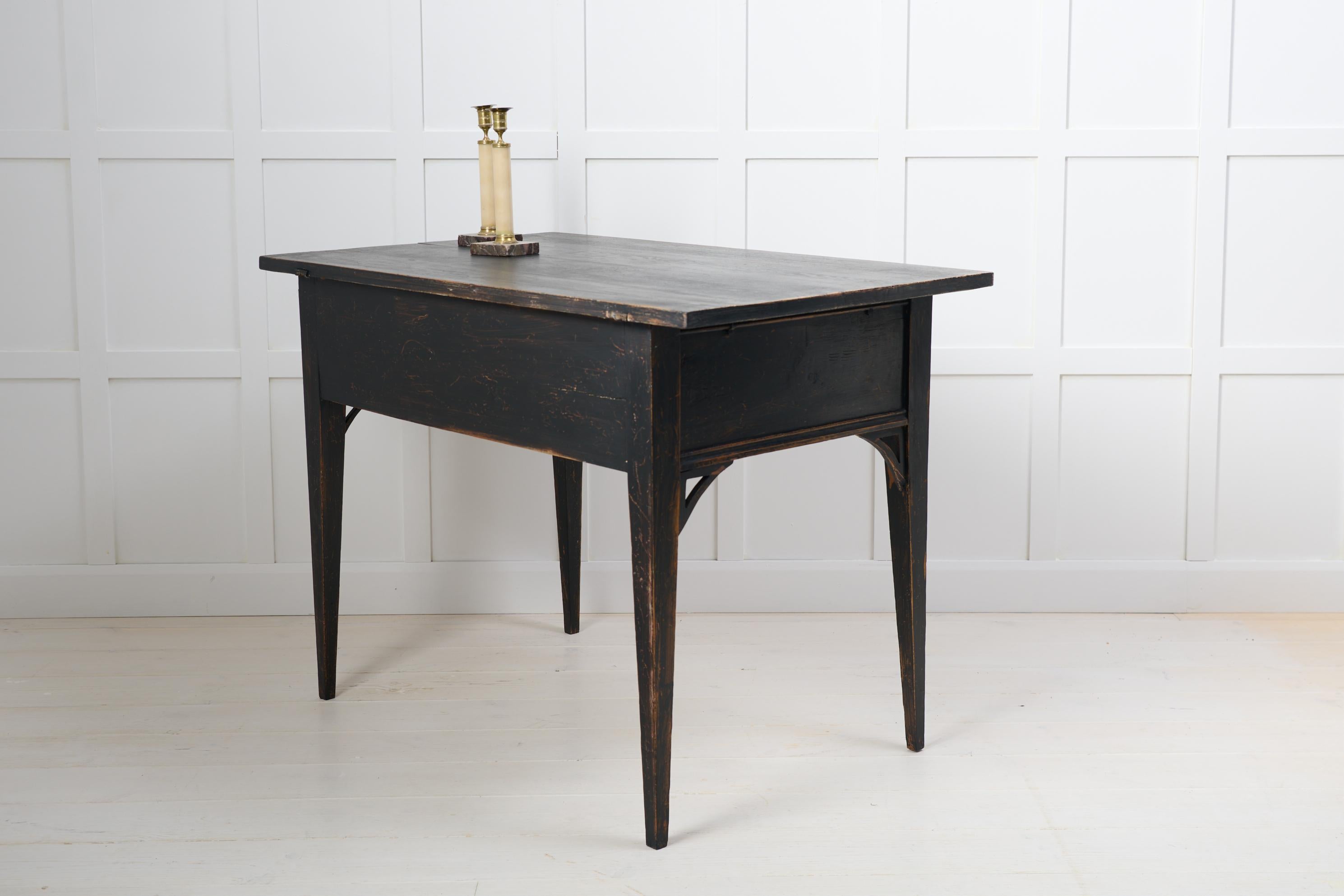 Pine Genuine Antique Swedish Black Country Gustavian Style Table with Drawers For Sale