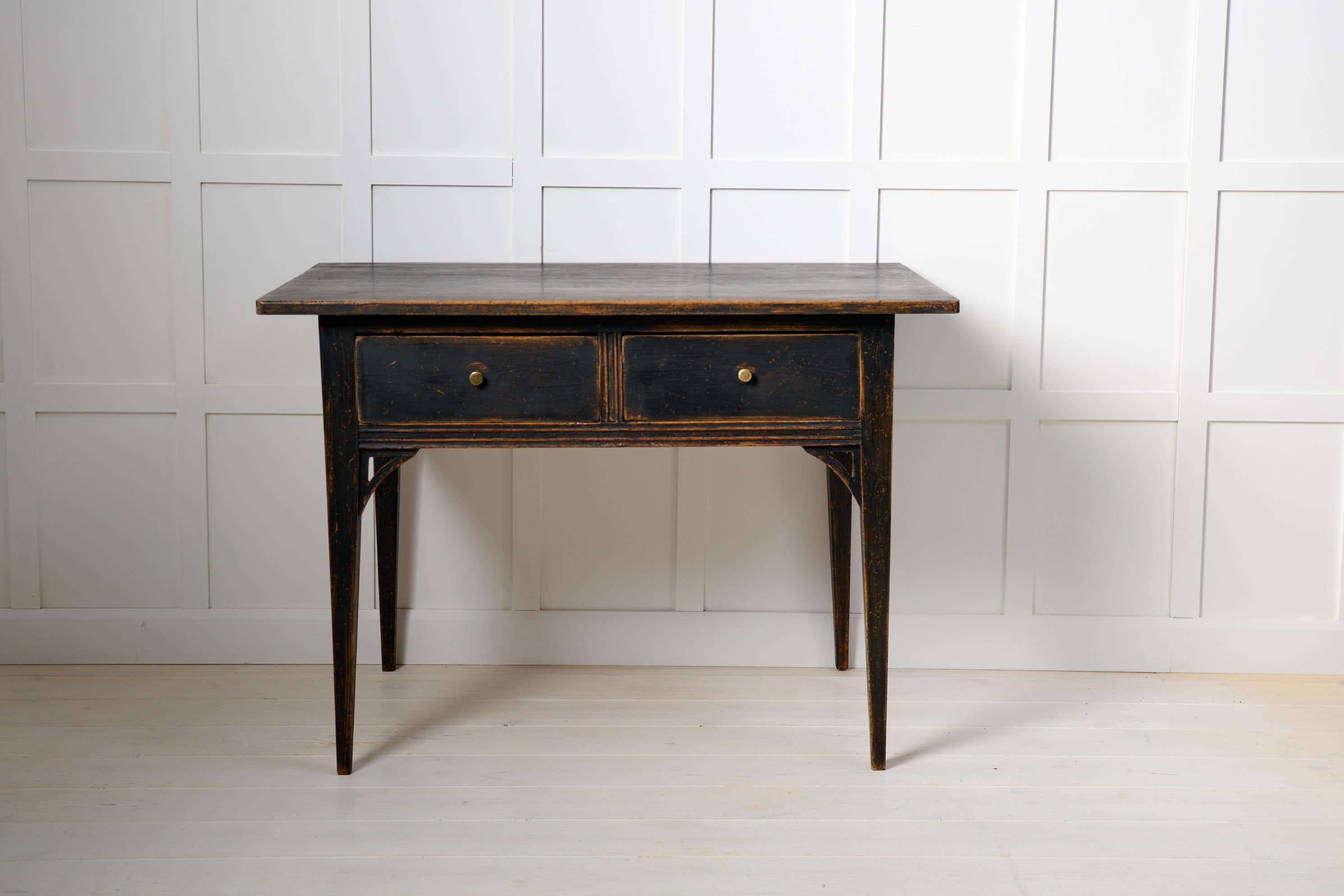 Genuine Antique Swedish Black Country Gustavian Style Table with Drawers For Sale 1