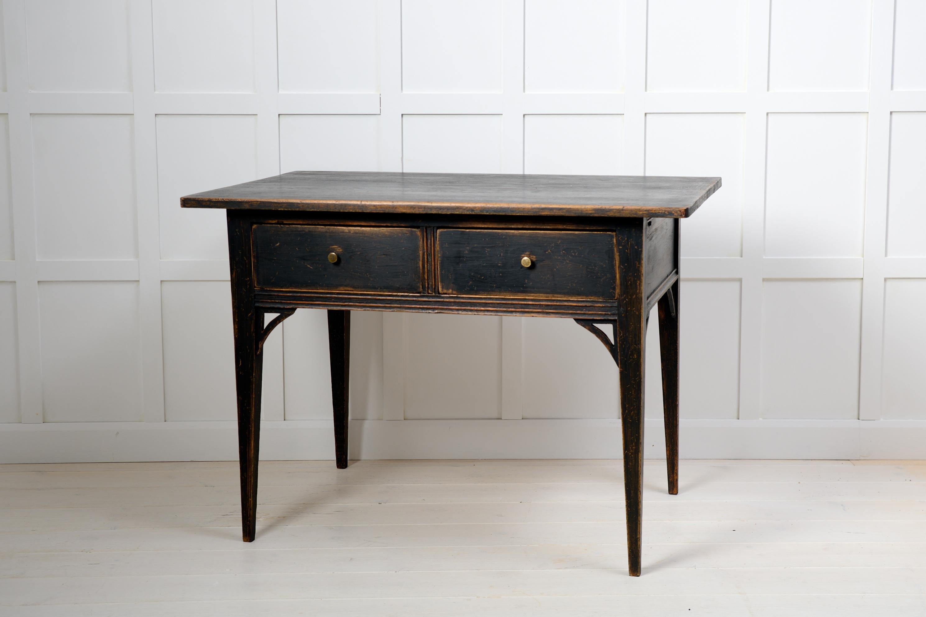 Genuine Antique Swedish Black Country Gustavian Style Table with Drawers For Sale 2