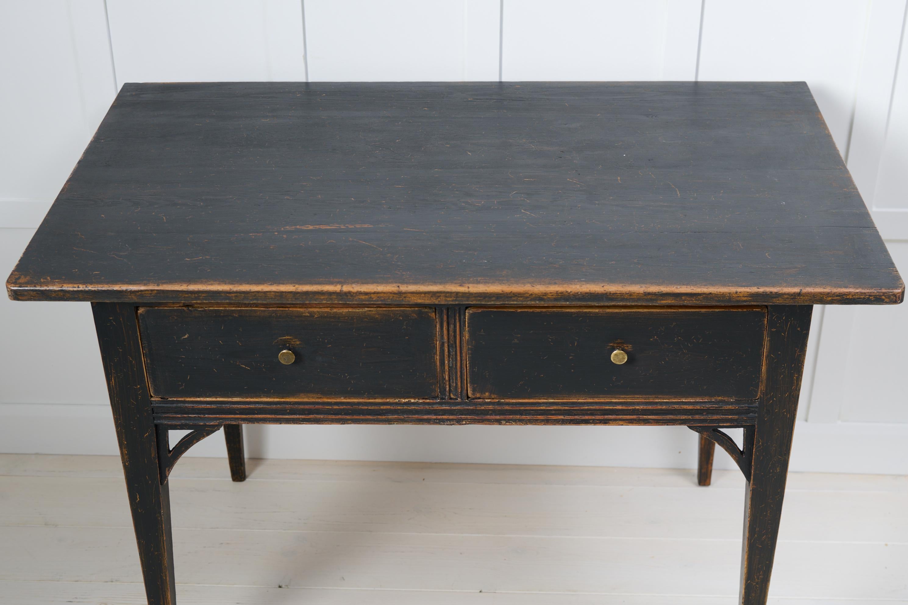 Genuine Antique Swedish Black Country Gustavian Style Table with Drawers For Sale 3