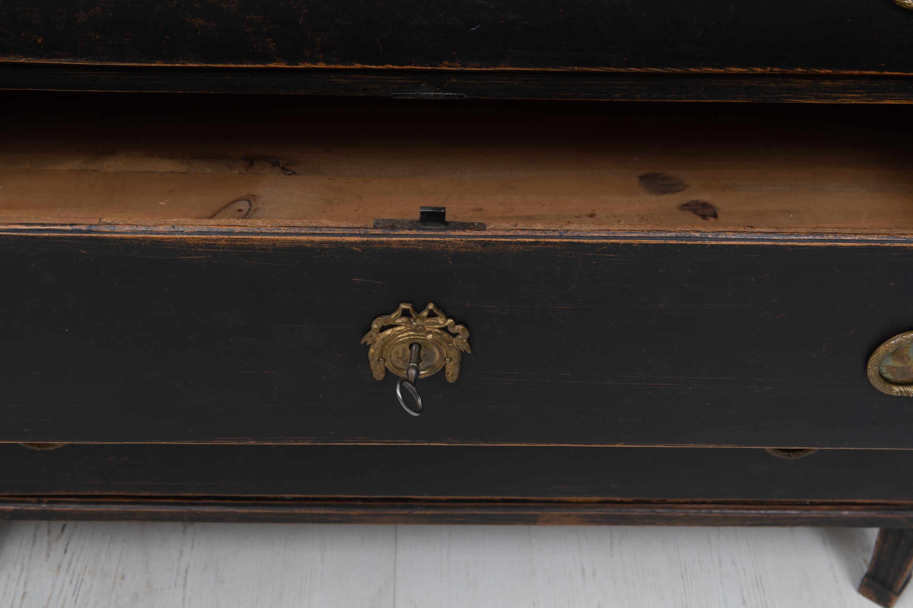 Genuine Antique Swedish Gustavian Black Bureau  4