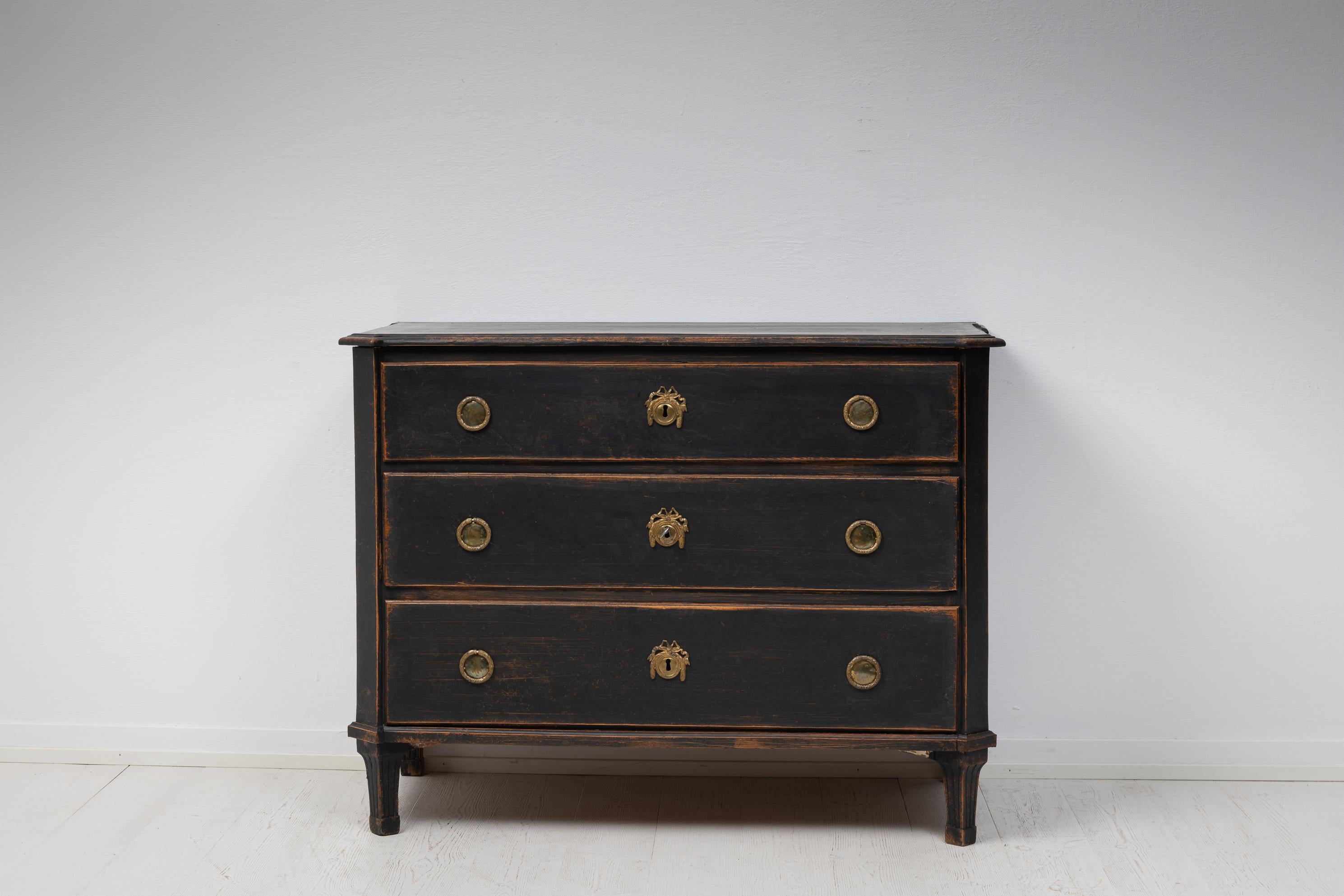 Hand-Crafted Genuine Antique Swedish Gustavian Black Bureau