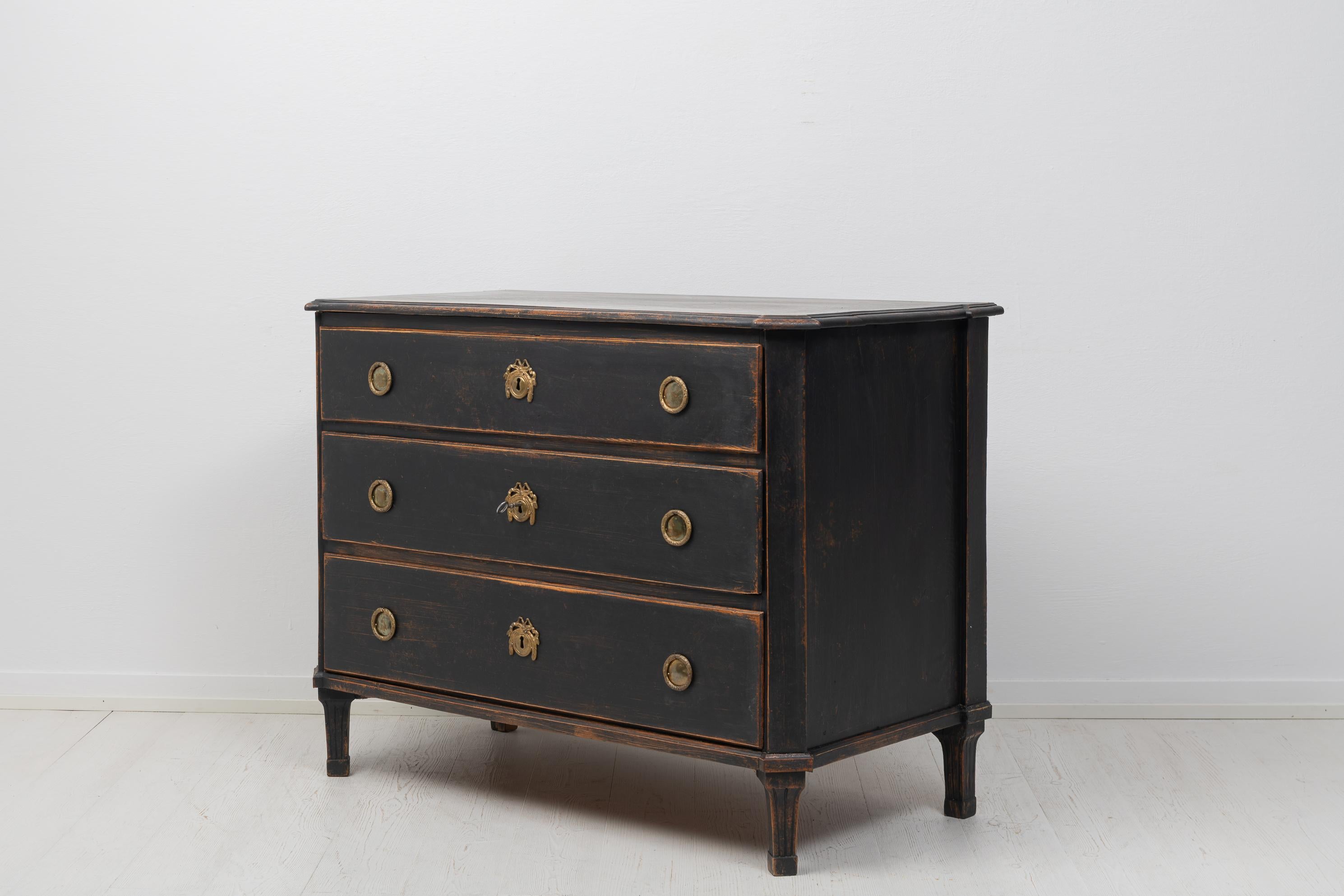 18th Century Genuine Antique Swedish Gustavian Black Bureau 