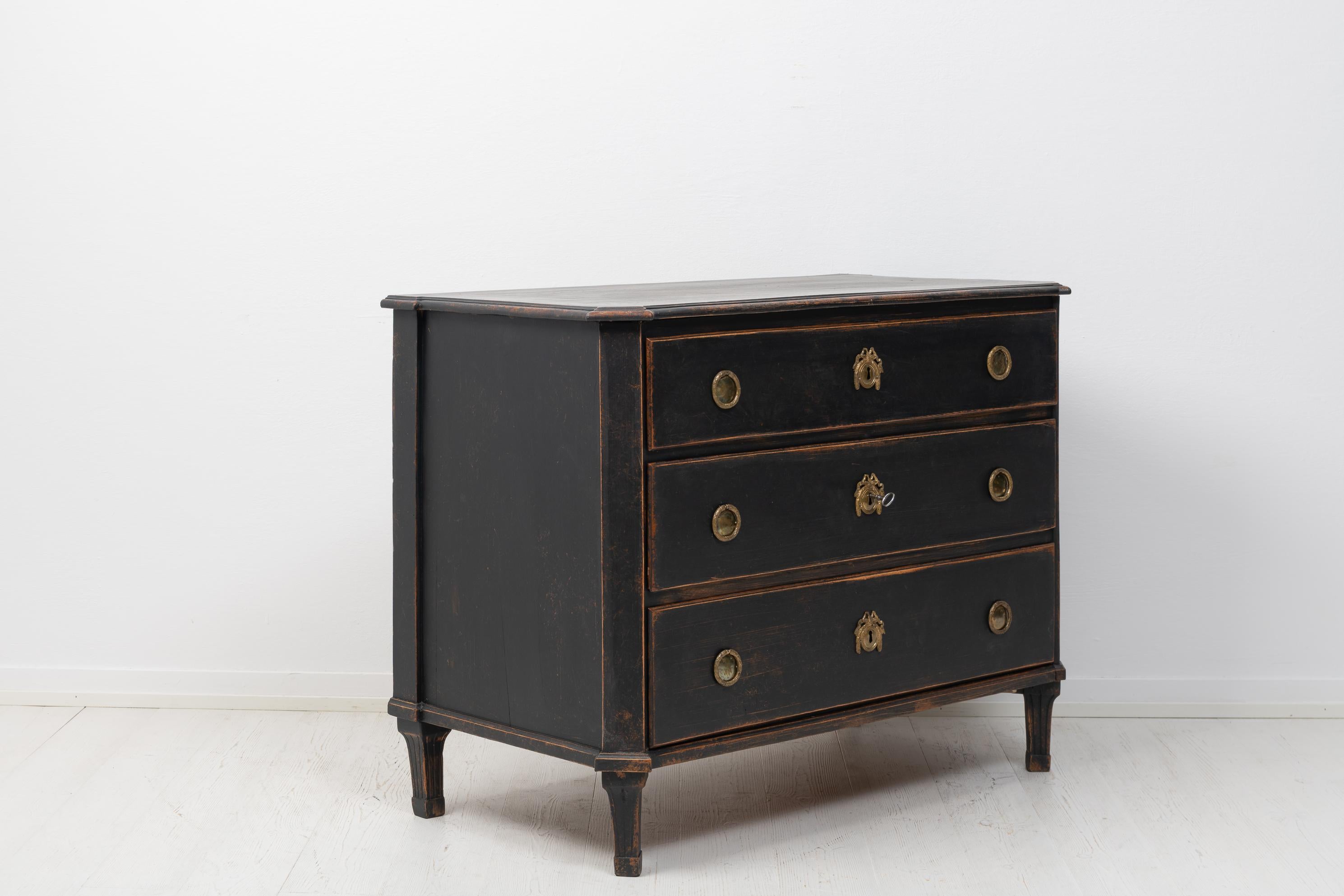 Pine Genuine Antique Swedish Gustavian Black Bureau