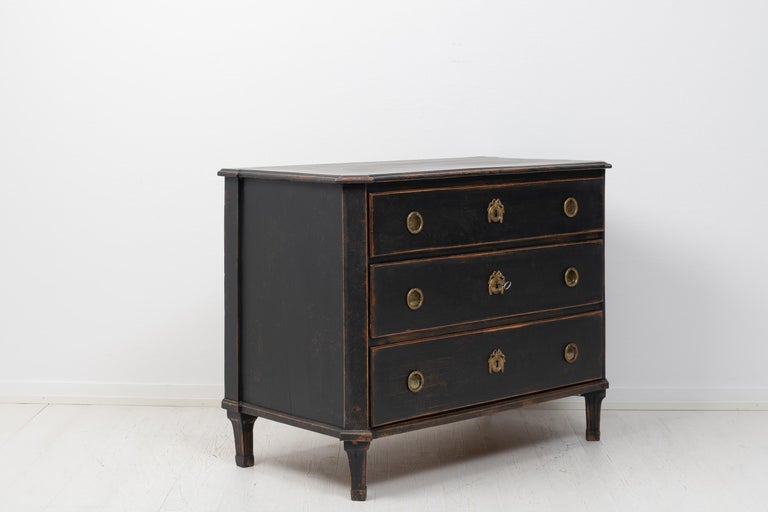 Pine Genuine Antique Swedish Gustavian Black Bureau 