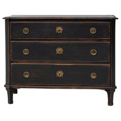 Genuine Antique Swedish Gustavian Black Bureau