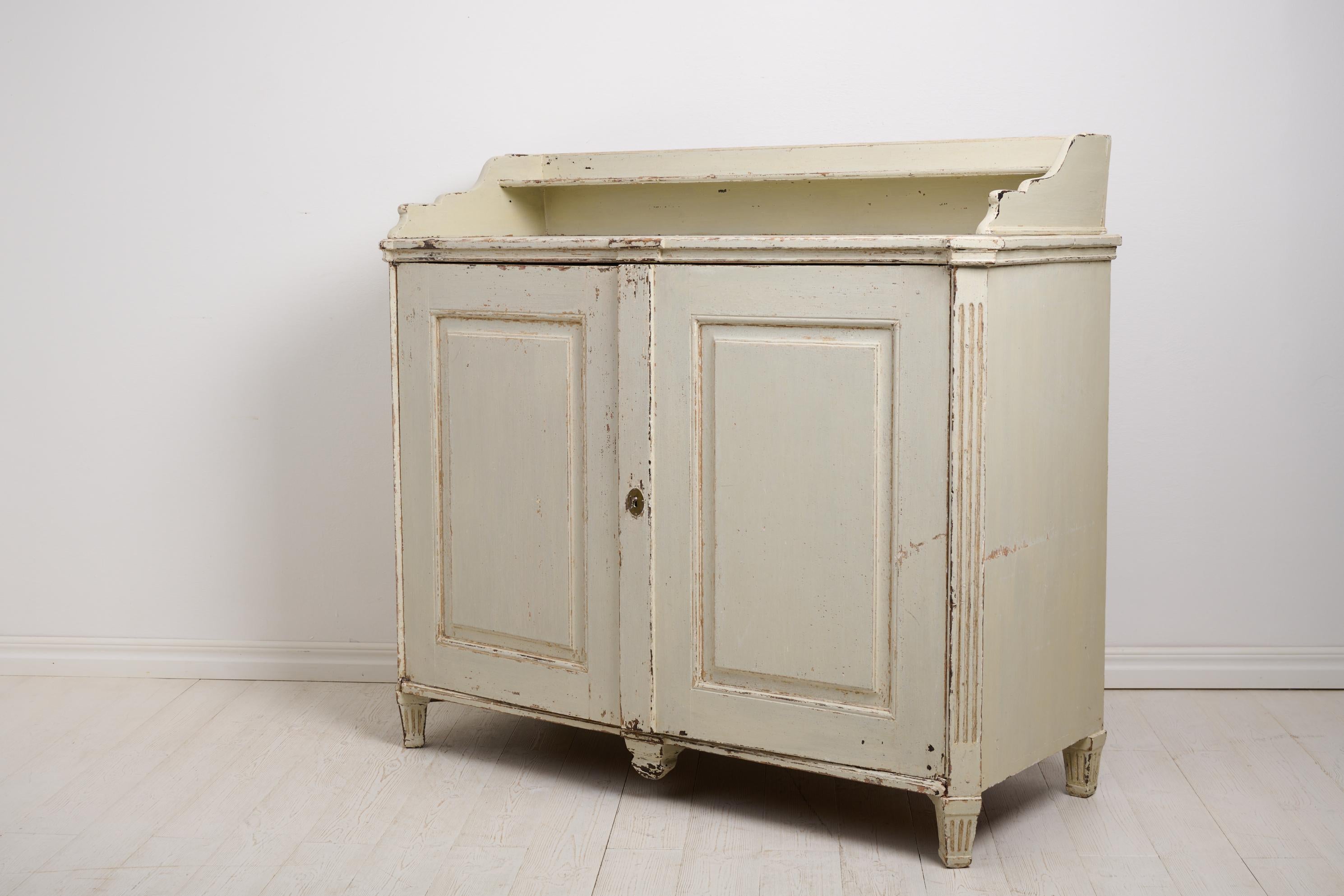 18th Century Genuine Antique Swedish Gustavian Period Sideboard with Light Distressed Paint For Sale