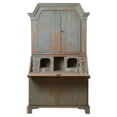 Genuine Antique Swedish Secretary Cabinet with Desktop in Gustavian Style