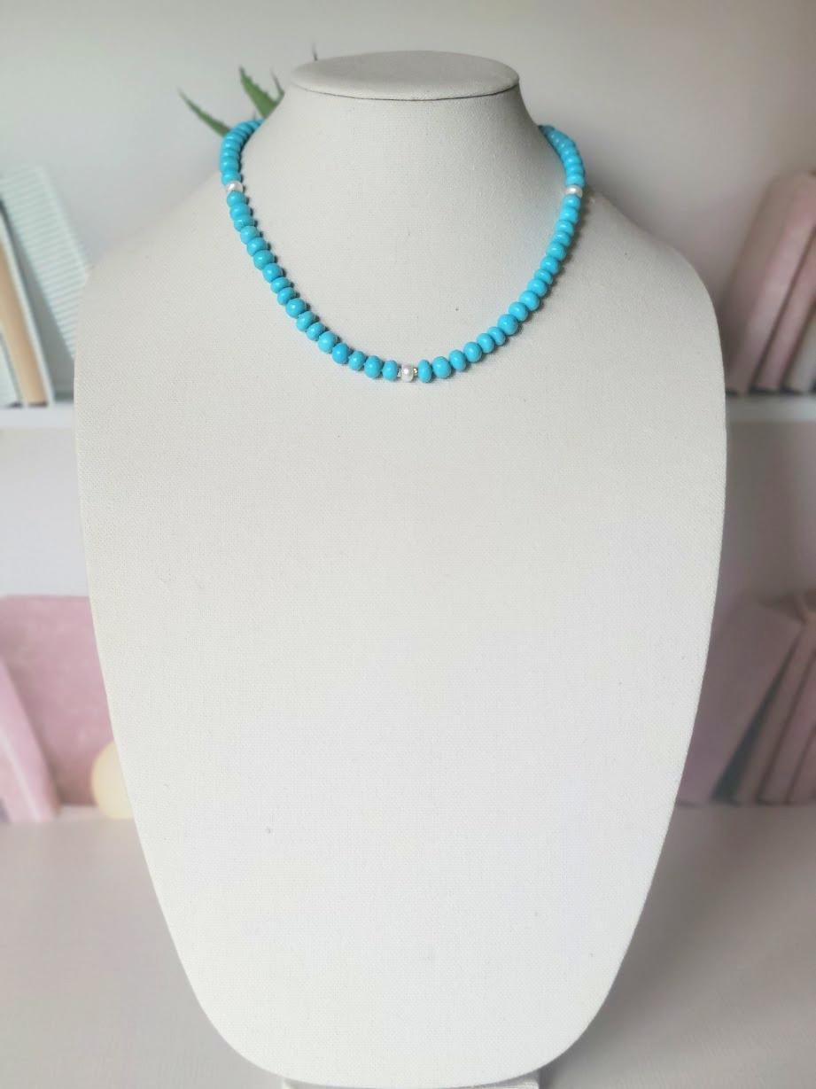 Bead Genuine Arizona Sleeping Beauty Turquoise Necklace For Sale