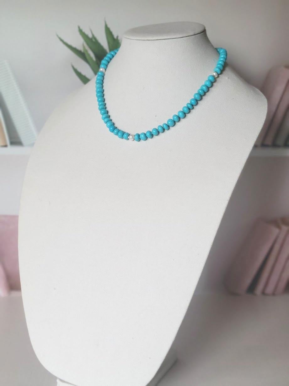 Women's or Men's Genuine Arizona Sleeping Beauty Turquoise Necklace For Sale