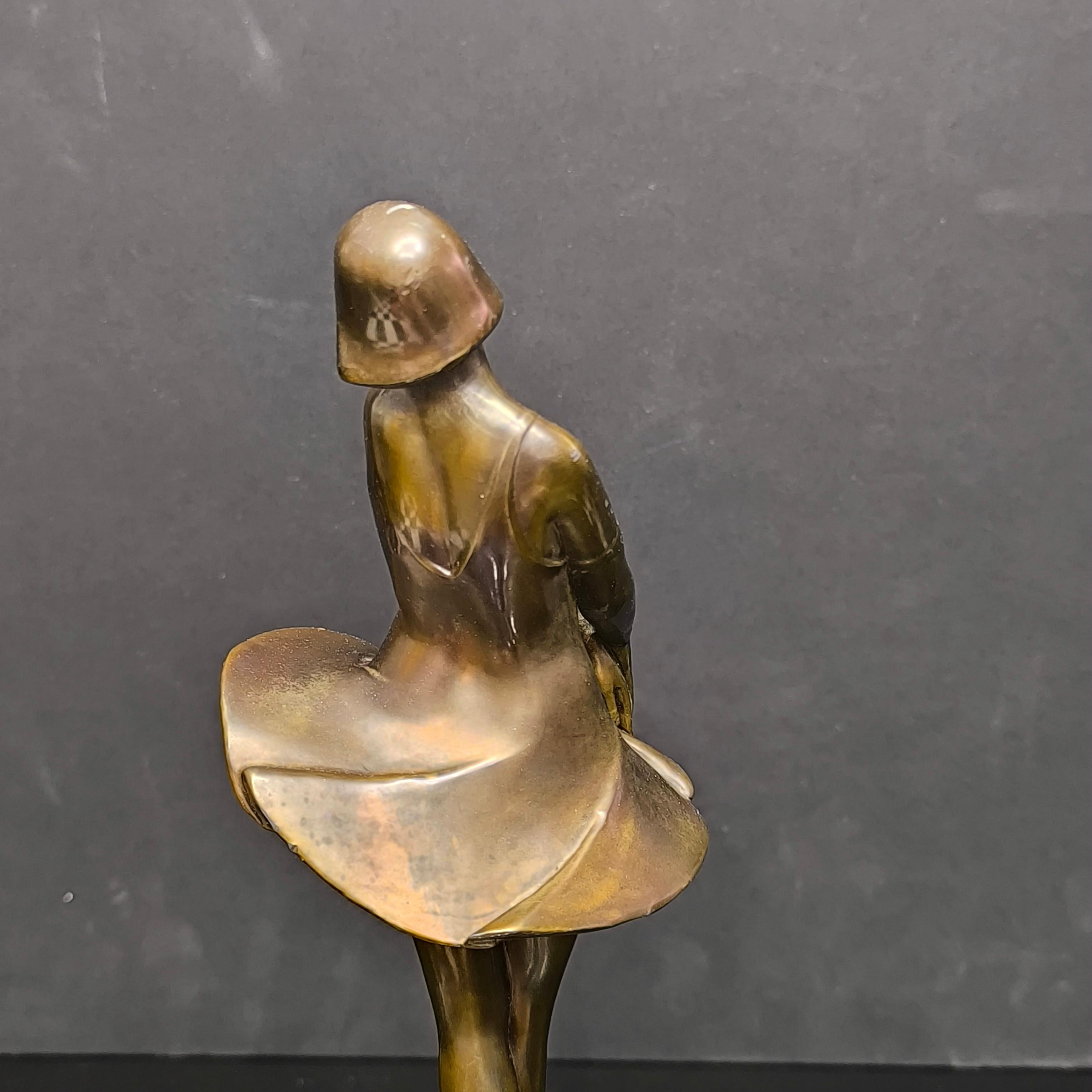 Genuine Art Deco Ballerina Bronze Sculpture on a Stepped Base of Portoro Marble For Sale 7
