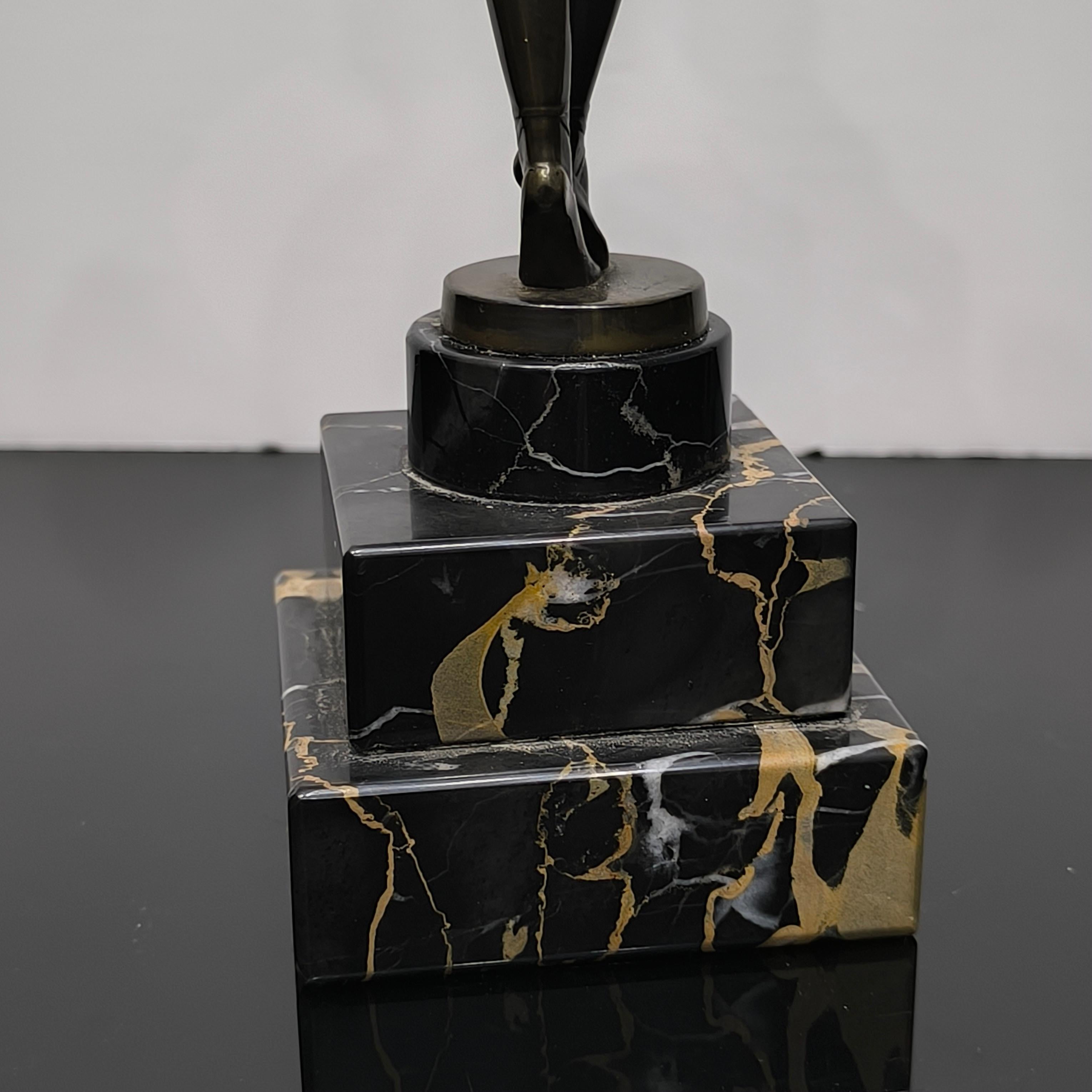 Genuine Art Deco Ballerina Bronze Sculpture on a Stepped Base of Portoro Marble For Sale 8