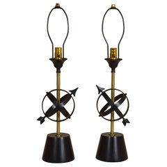 Genuine Art Deco Celestial Armillary Lamp, Pair