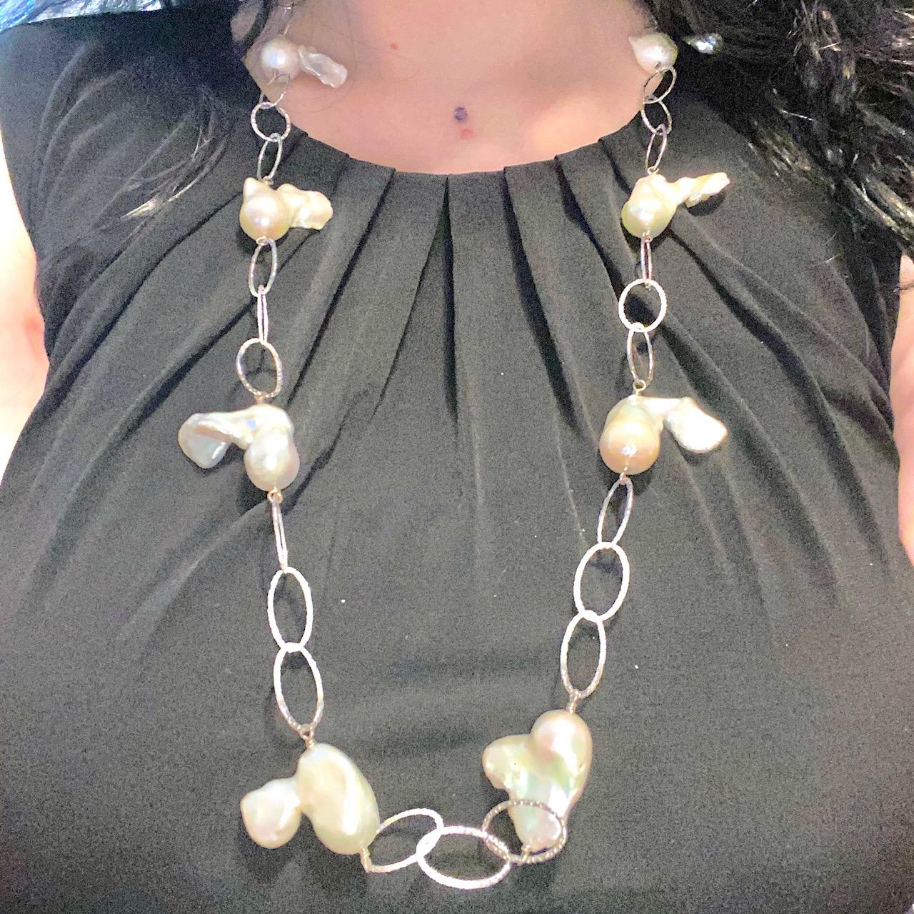wire wrapped pearl necklace