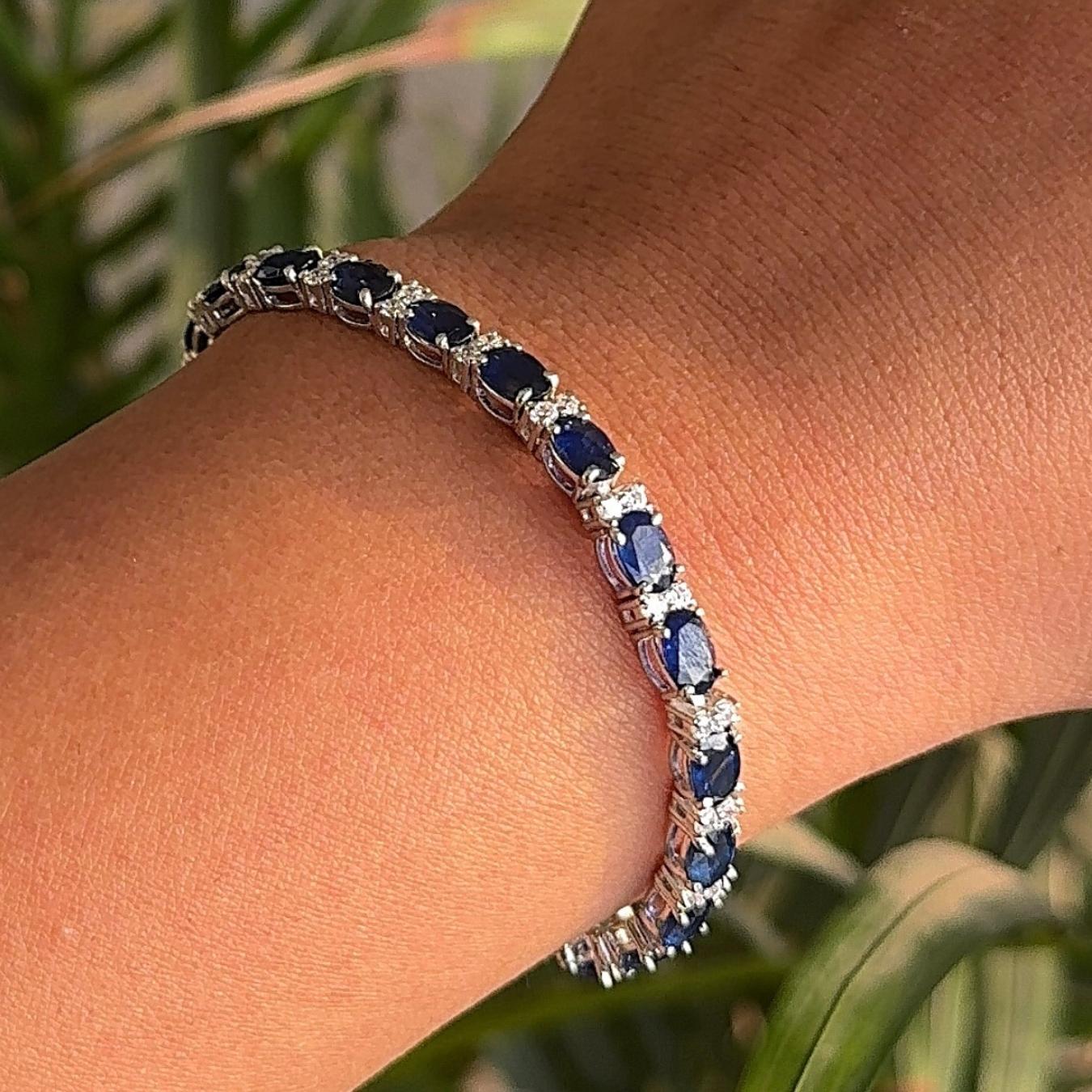 Sapphire Birthstone Wedding Tennis Bracelet in 925 Sterling Silver. You shall need statement tennis bracelet to make a statement with your look. Each piece features dazzling cubic zirconia stones, renowned for their brilliance and clarity, set in