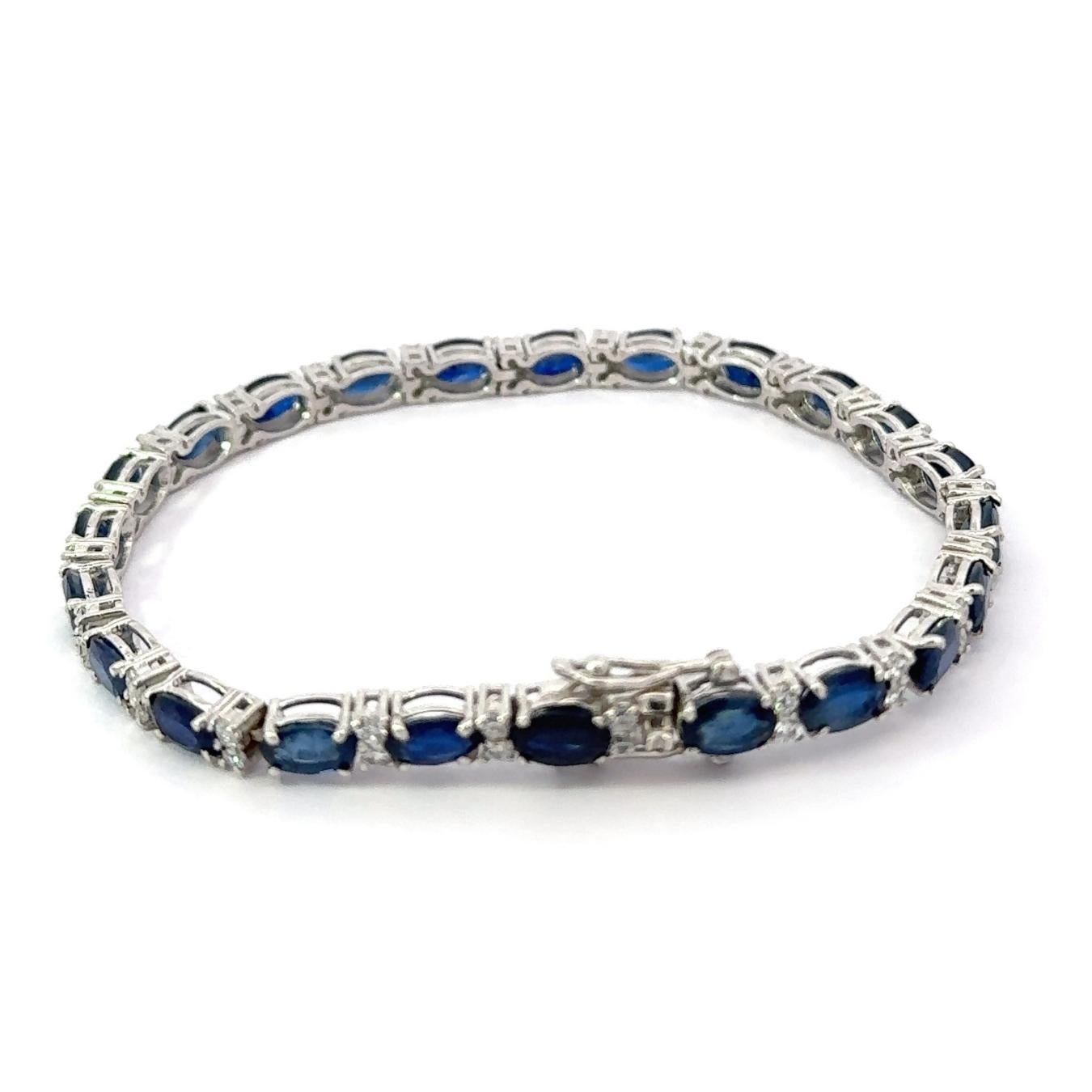 925 Silver Sapphire Birthstone CZ Wedding Tennis Bracelet Custom Jewelry Gift For Sale 2