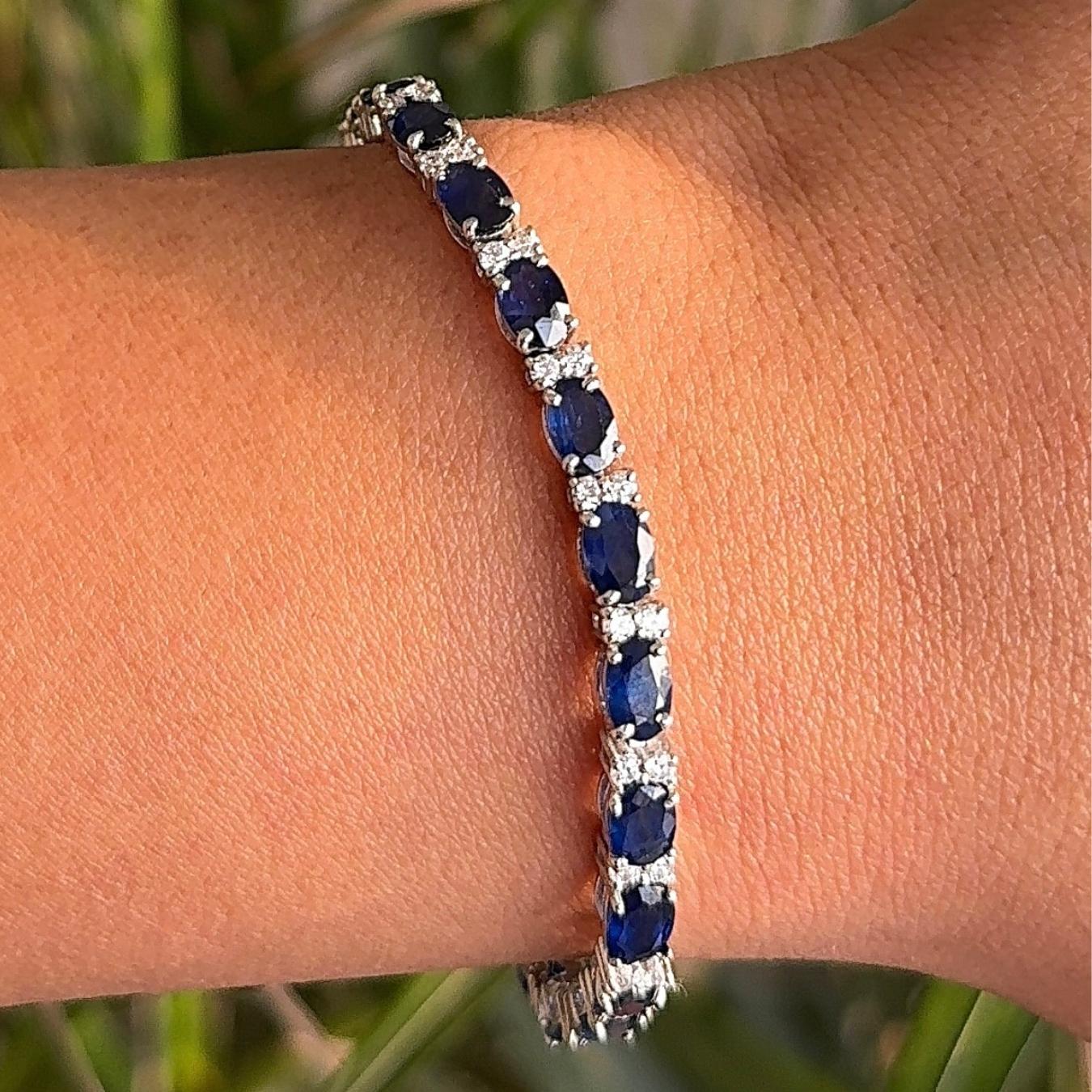925 Silver Sapphire Birthstone CZ Wedding Tennis Bracelet Custom Jewelry Gift For Sale 3