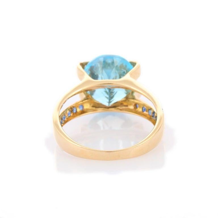 For Sale:  Genuine Blue Topaz Cocktail Ring with Sapphire and Diamonds in 18k Yellow Gold 5