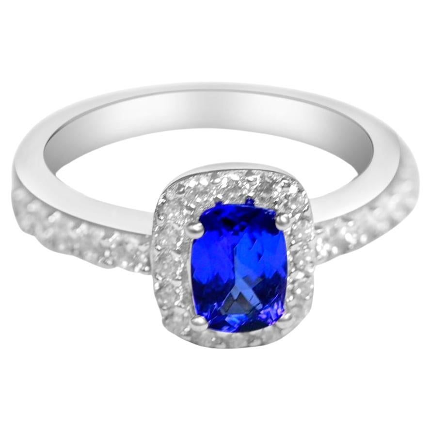 Echter blau-violetter Tansanit Ring - • Verlobungsversprechen Ring Geschenk für Ehefrau im Angebot