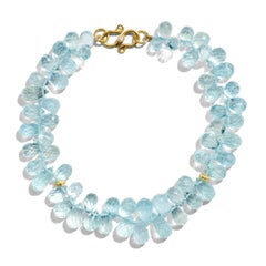 Genuine Brazil Aquamarine drop 18K Diamond Bracelet