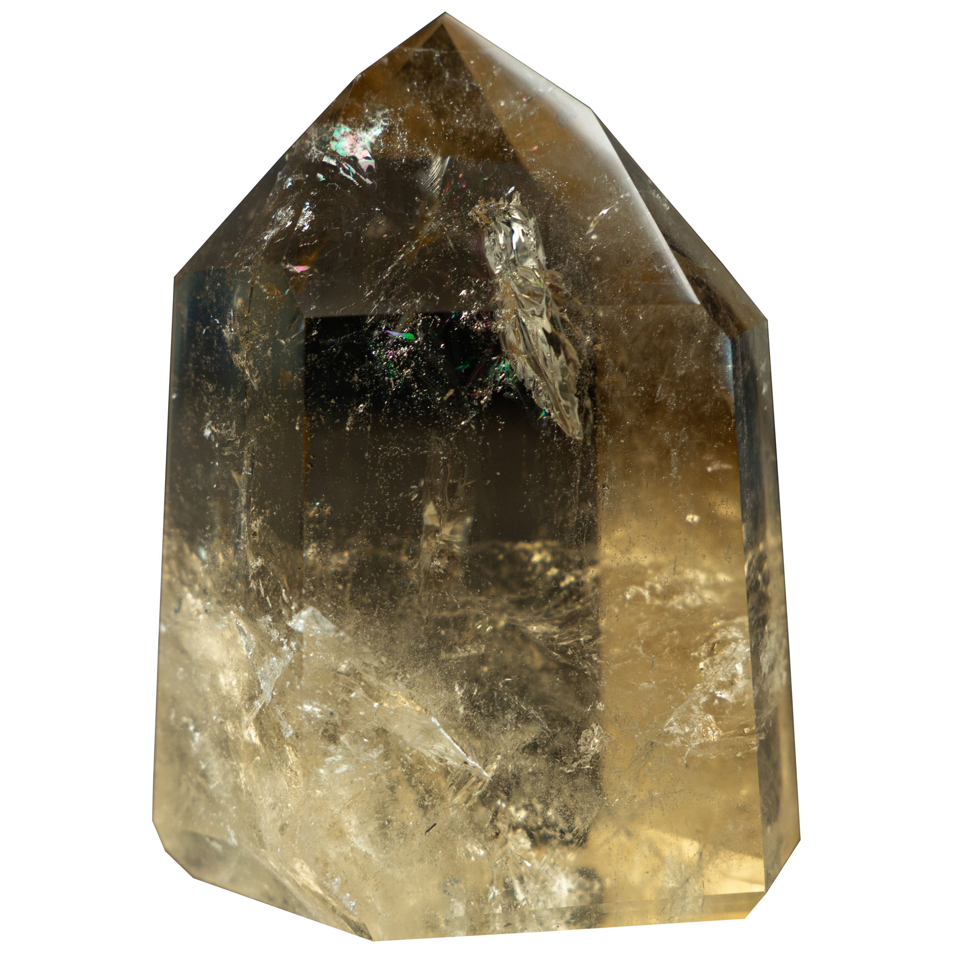 Punta de cuarzo citrino genuino brasileño dorado champán