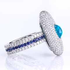 Tormalina Paraiba brasiliana autentica in un anello di dichiarazione Micro Pave di Leon Mege