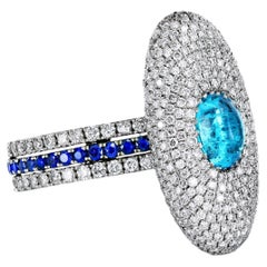 Genuine Brazilian Paraiba Tourmaline in a Micro Pave Statement Ring by Leon Mege