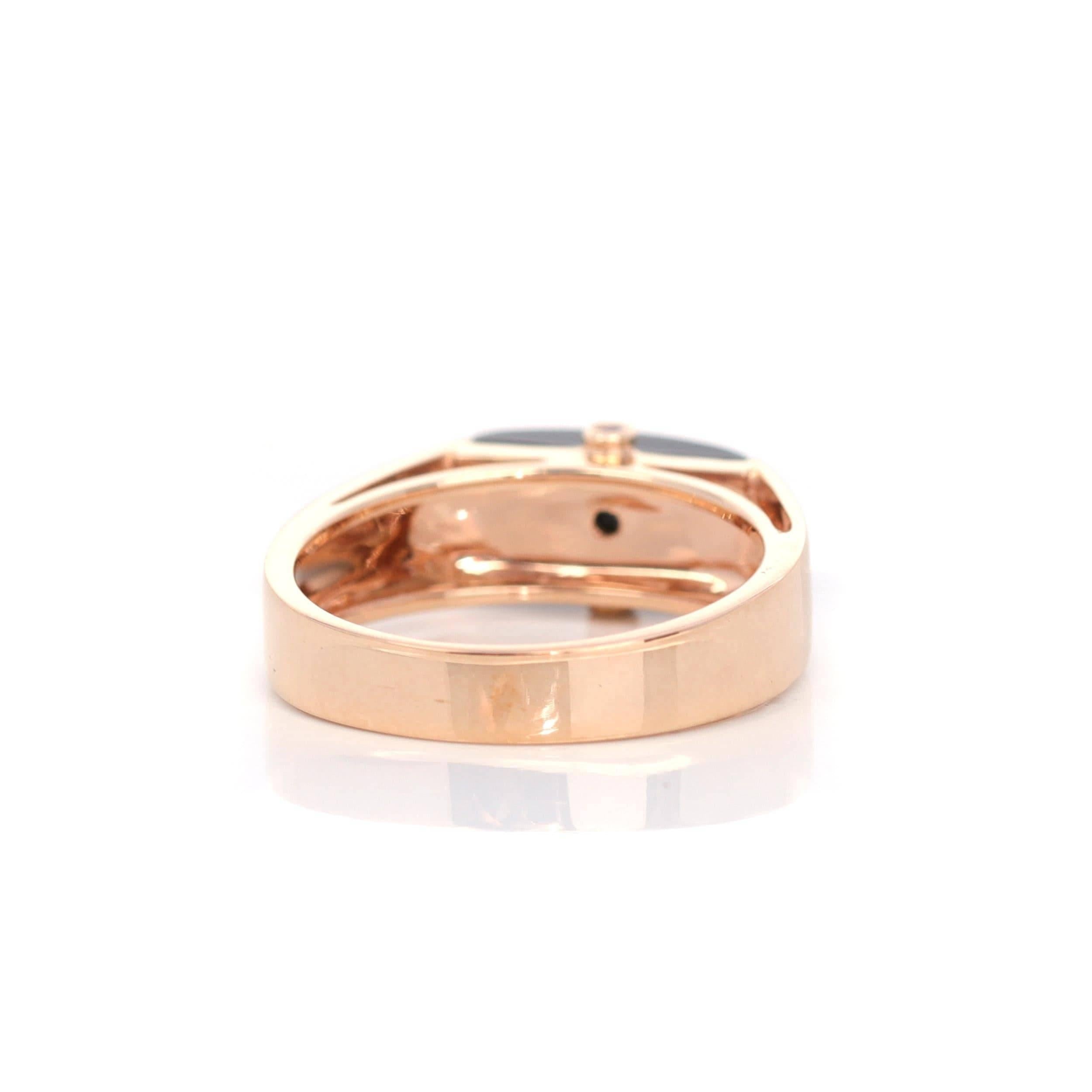 Ring aus echtem burmesischem schwarzem Jadeit Jade für Damen & Herren Rosay Ring im Zustand „Neu“ im Angebot in Portland, OR