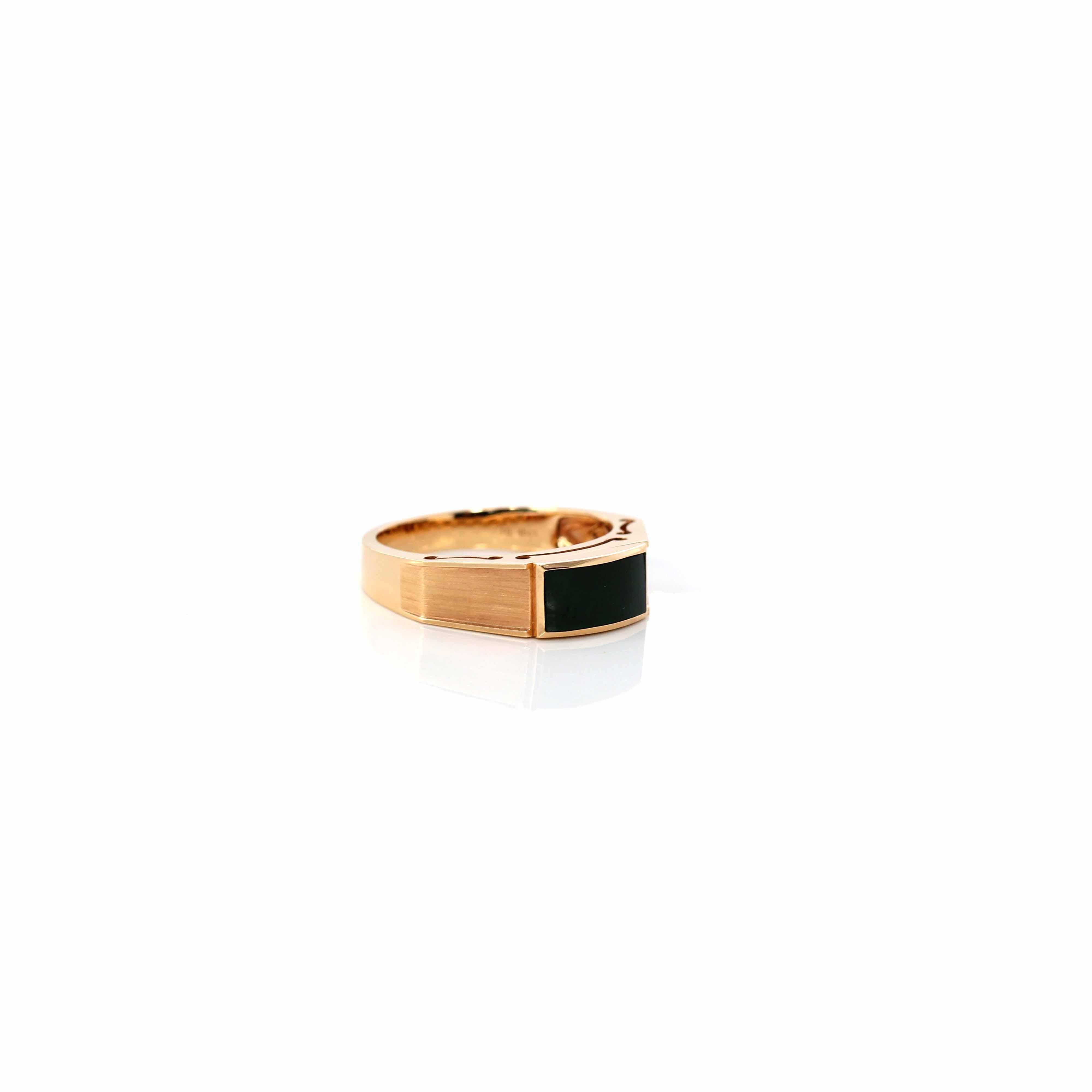 Ring aus echtem burmesischem tiefgrünem Jadeit für Damen und Herren in Rosa (Künstler*in) im Angebot