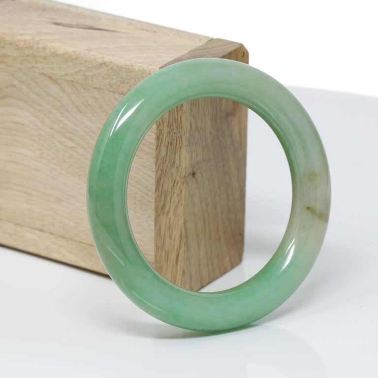 Genuine Burmese Green Jadeite Jade Bangle Bracelet 316 For Sale at 1stDibs