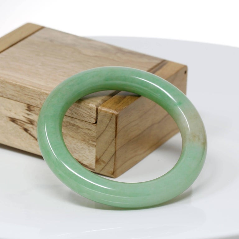 Genuine Burmese Green Jadeite Jade Bangle Bracelet 316 For Sale at 1stDibs
