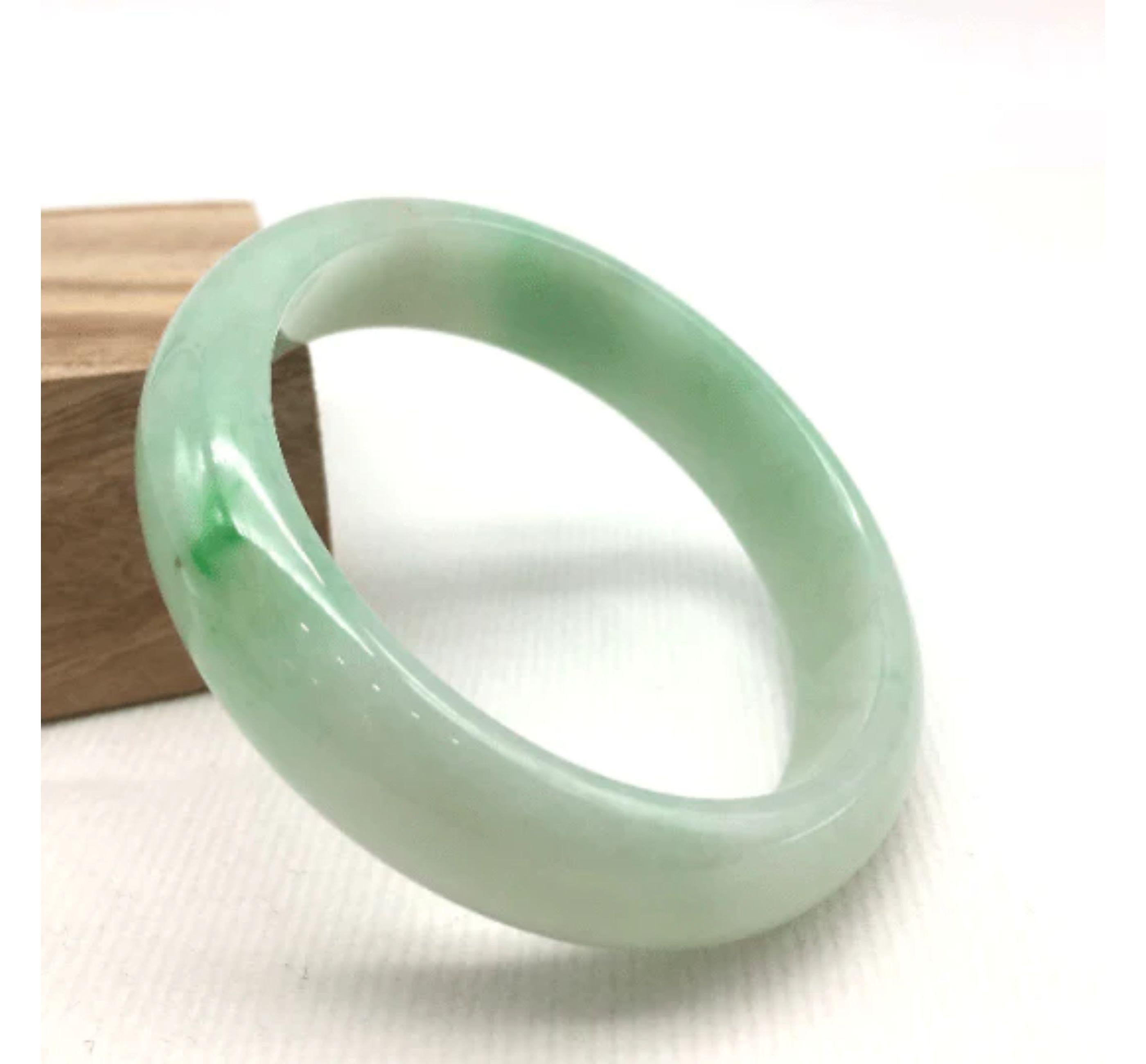 Women's or Men's Genuine Burmese Green Jadeite Jade Bangle Bracelet #SZS1004 For Sale