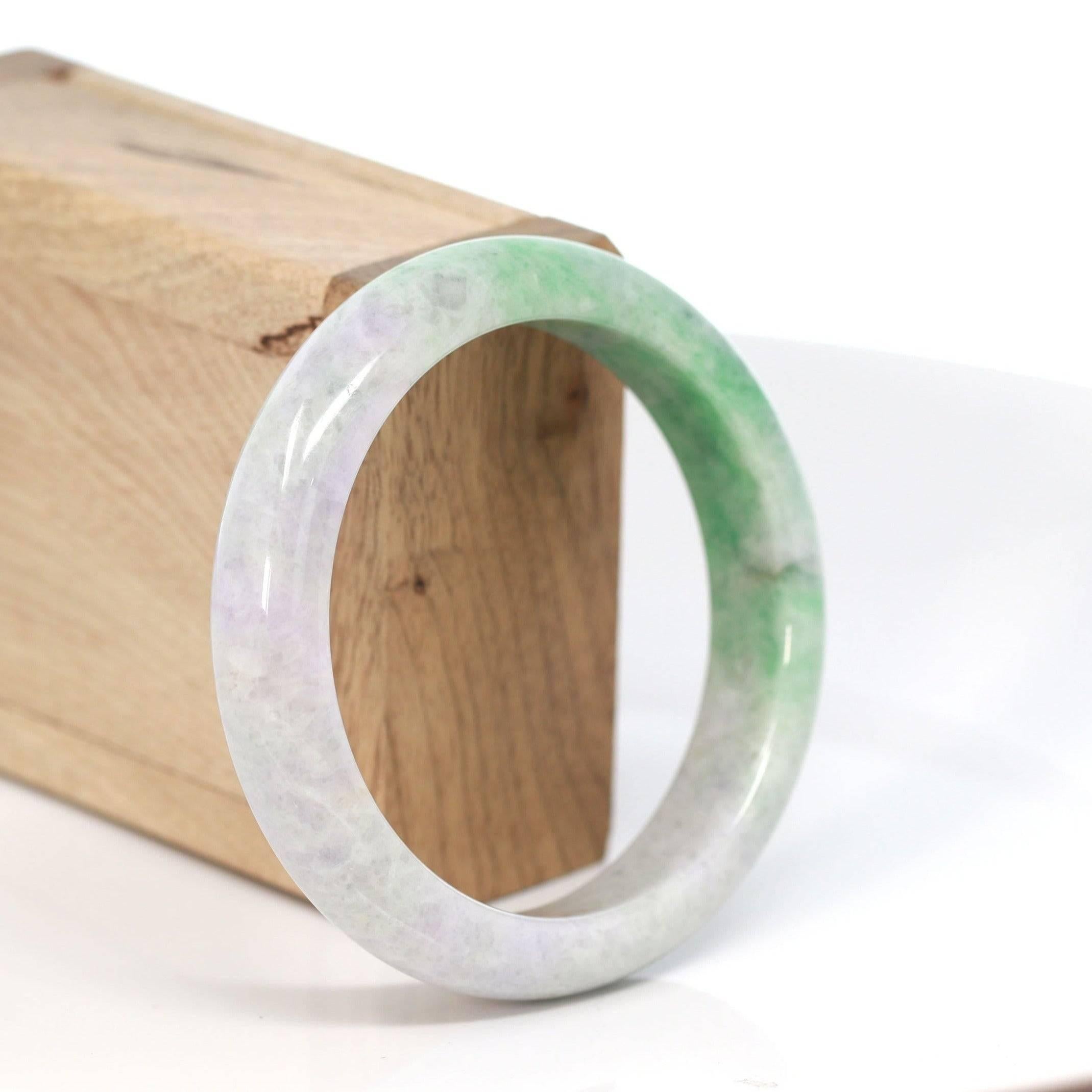 * DETAILS--- Natural Light Green Genuine Burmese Jadeite Jade Bangle Bracelet.  All 