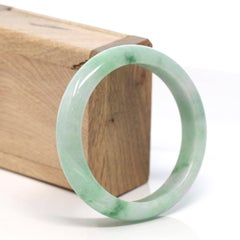 Bracelet jonc en jadéite verte birmane véritable (58,7 mm) #130