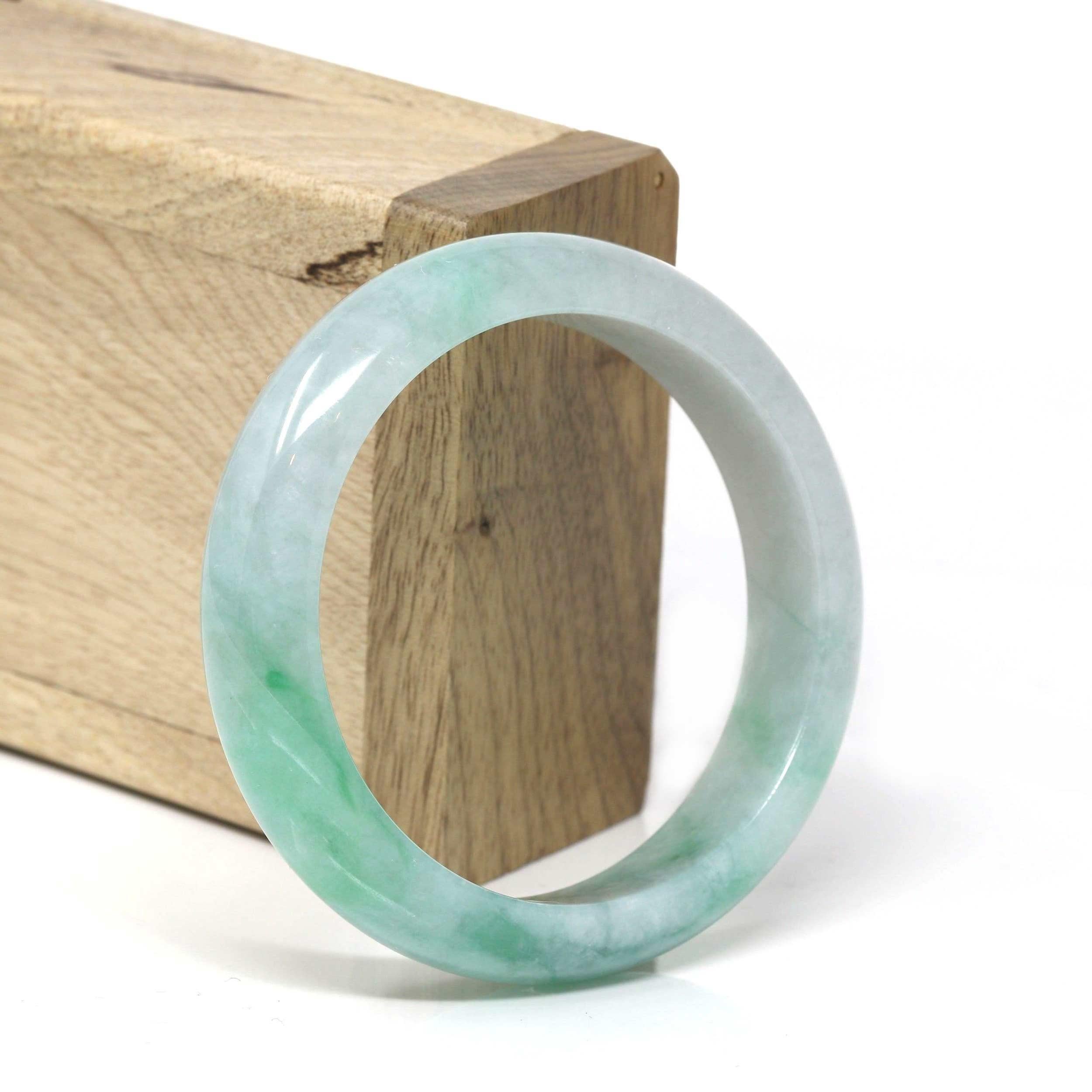 Round Cut Genuine Burmese High Quality Jadeite Jade Bangle Bracelet (53.4mm) #525 For Sale