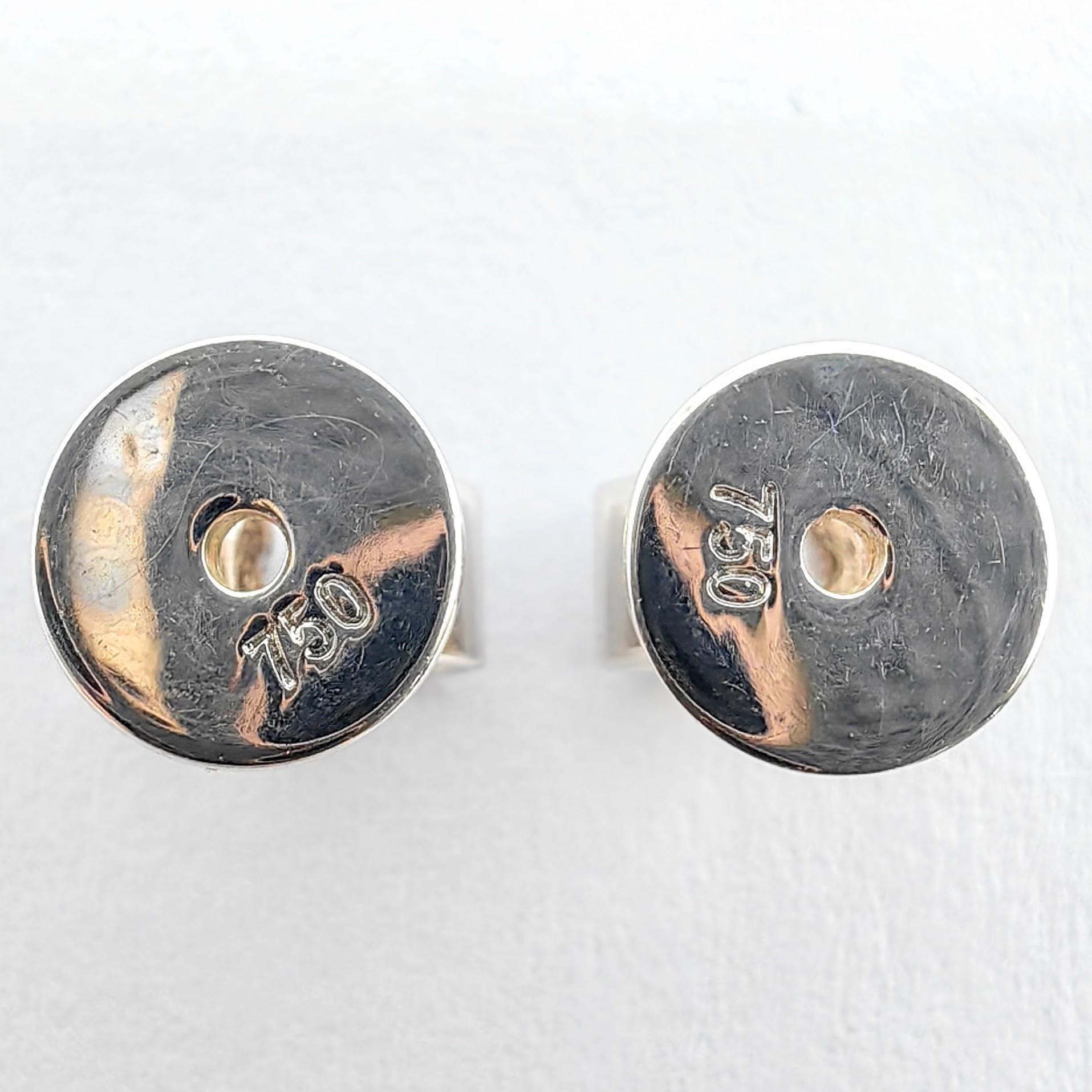 Orecchini con perno in giadeite birmana autentica, verde ghiaccio e ciambella di pace, in oro bianco 18 carati in vendita 5