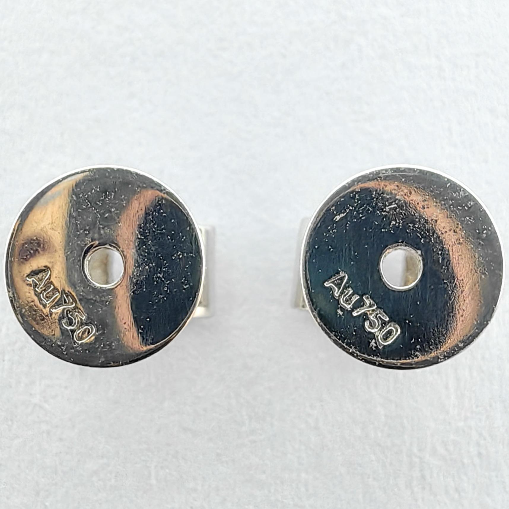 Orecchini con perno in giadeite birmana autentica, verde ghiaccio e ciambella di pace, in oro bianco 18 carati in vendita 6