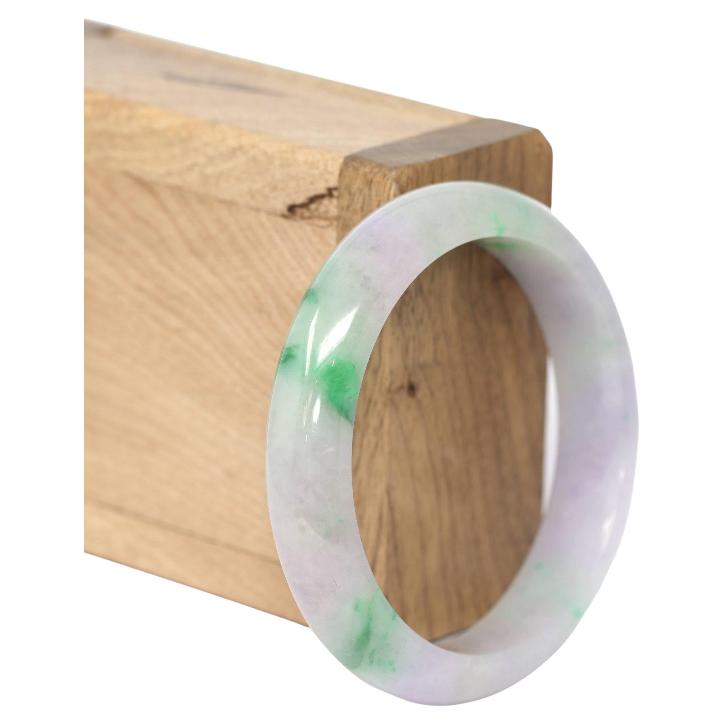 Genuine Burmese Lavender and Green Jadeite Jade Bangle Bracelet ( 59.21