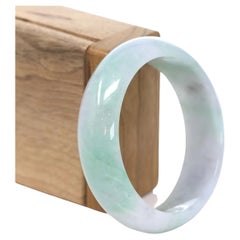 Used Genuine Burmese Lavender & Green Jadeite Jade Bangle Bracelet #207