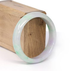 Genuine Burmese Lavender & Green Jadeite Jade Bangle Bracelet ( 59.21 mm ) #237