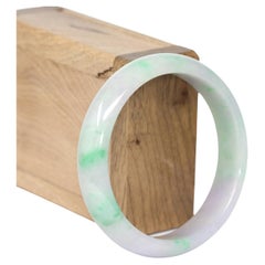 Bracelet jonc en jade véritable de lavande birmane et de jadéite verte ( 59,21 mm ) #237