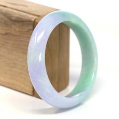Genuine Burmese Lavender & Green Jadeite Jade Bangle Bracelet #209