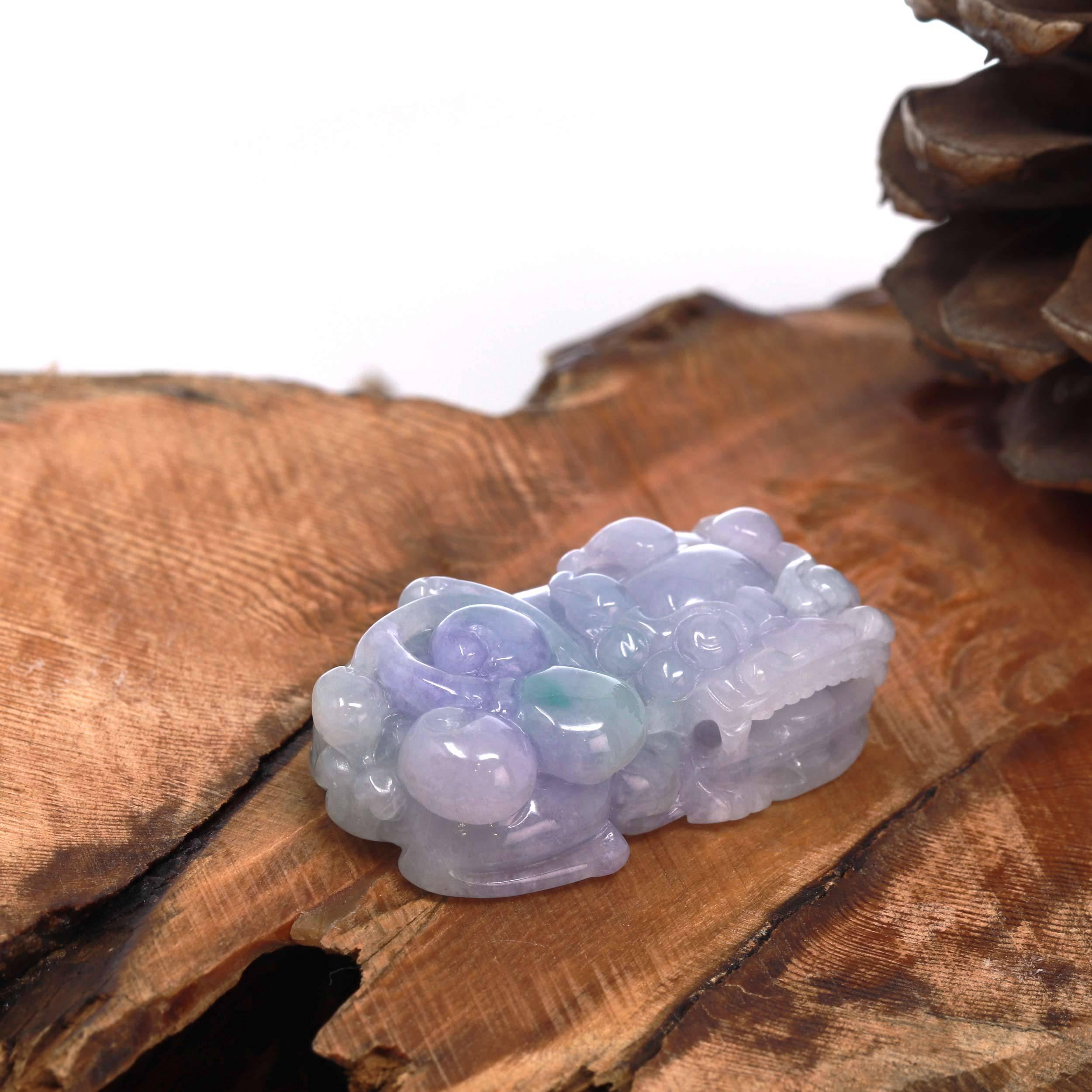 * DESIGN CONCEPT--- Genuine Jadeite Jade PiXiu Pendant Necklace. This pendant is made with very high-quality genuine icy lavender jadeite, with hints of green. The jadeite texture is so smooth and transparent. It's very perfect with little clouds.