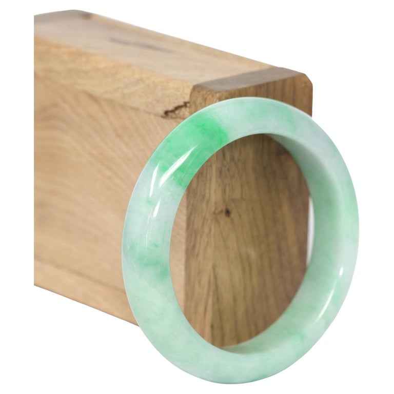 Genuine Burmese Vibrant Green Jadeite Jade Bangle Bracelet 236 For Sale at 1stDibs