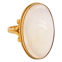 Genuine Carnelian Estate Custom Ring in 14 Karat Yellow Gold, Scroll Ring