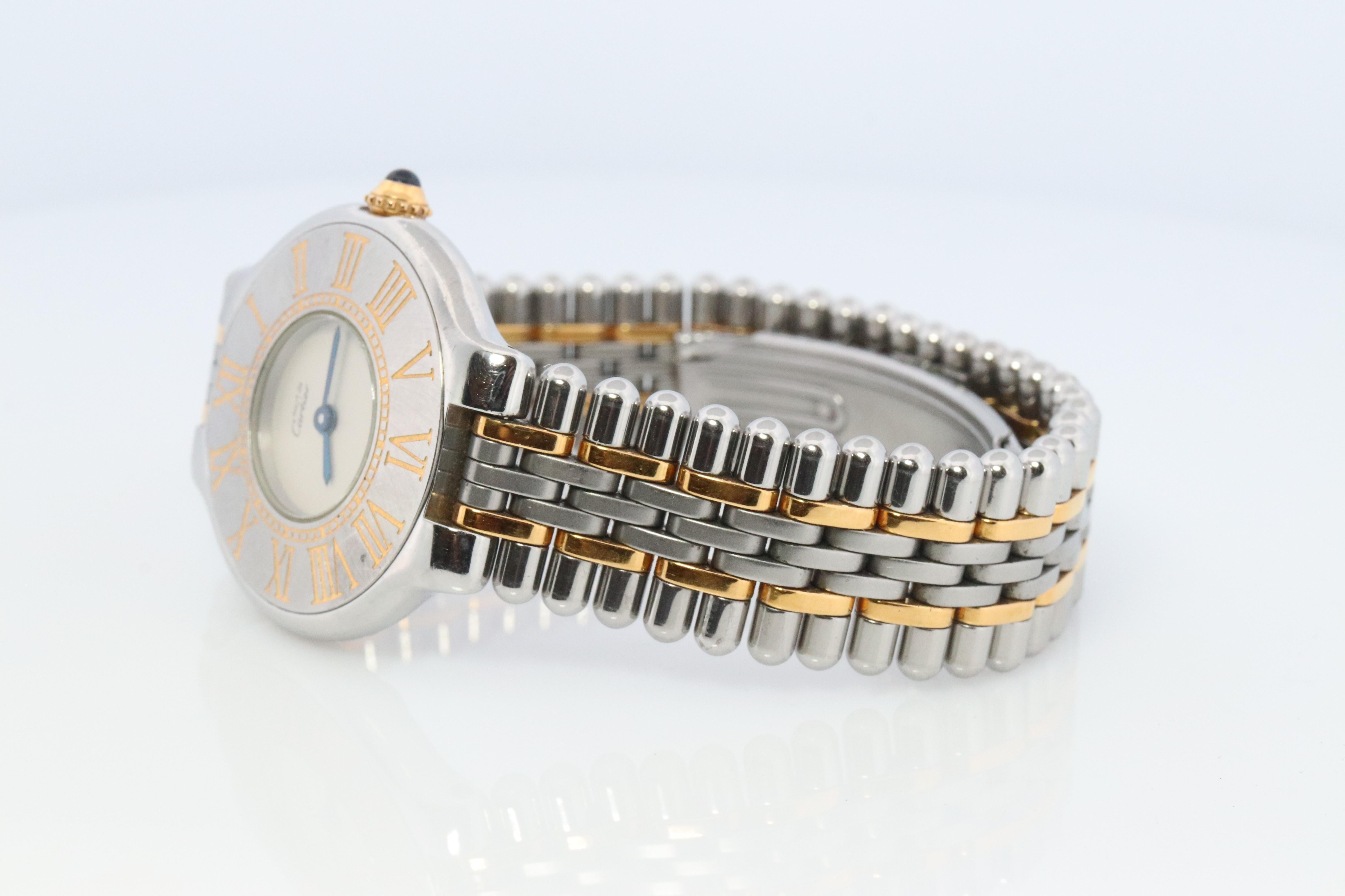 Reloj Cartier 125000P auténtico. Reloj de cuarzo Must de Cartier 21 de acero inoxidable. Moderno