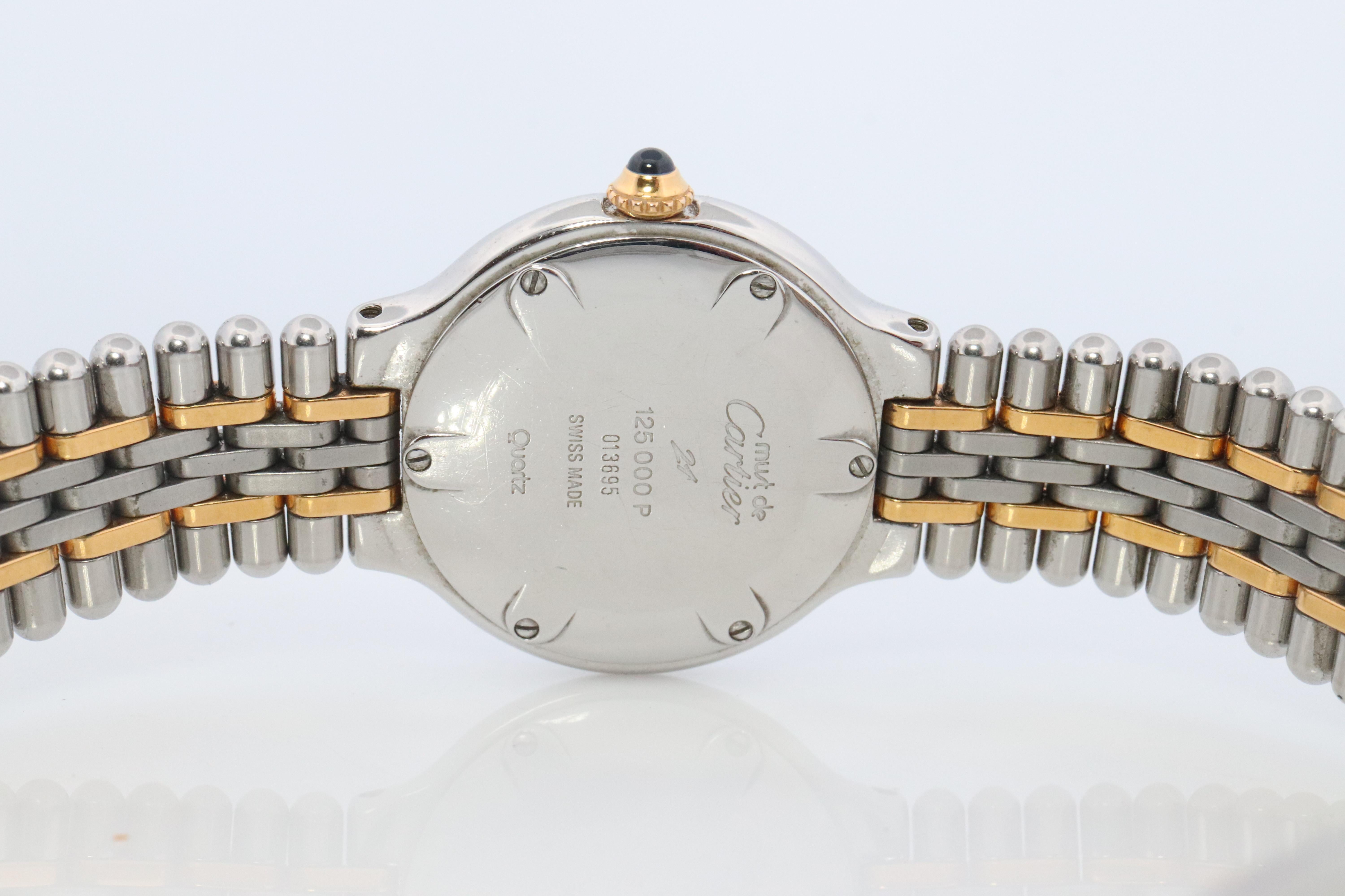 Femenino o masculino Reloj Cartier 125000P auténtico. Reloj de cuarzo Must de Cartier 21 de acero inoxidable.